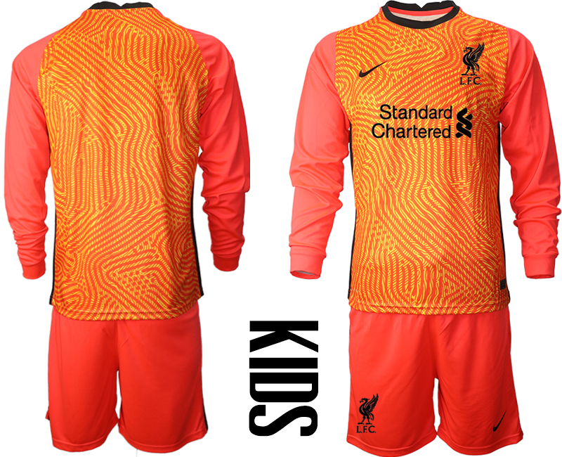 2021 Liverpool red goalkeeper long sleeve Youth soccer jerseys